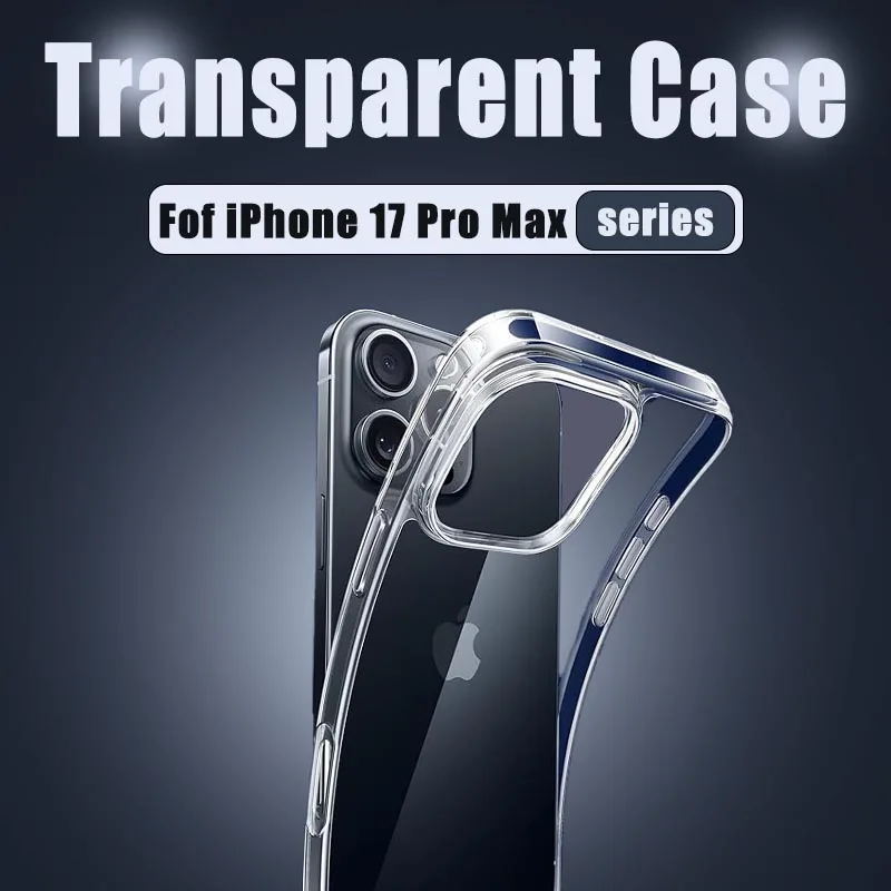 Fundas de teléfono de silicona transparente para Apple iPhone 17 Pro Max Air, funda trasera transparente de lujo para Apple 17 16, accesorios - imagen 2