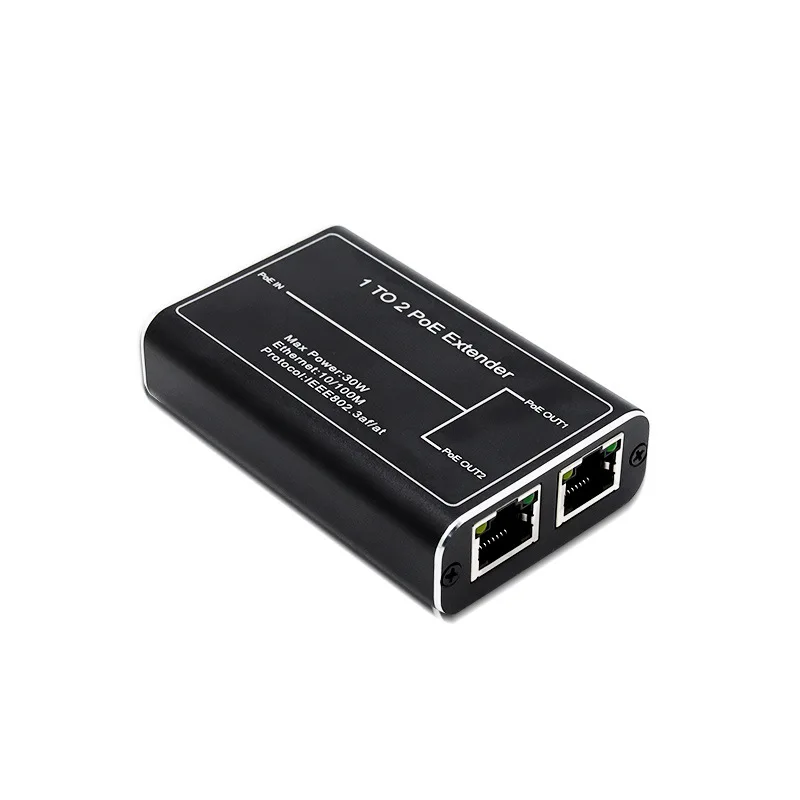 1 a 2 IEEE 802.3af/at PoE+ Repetidor POE estándar de 100 Mbps Extensor de 200 m 30 W