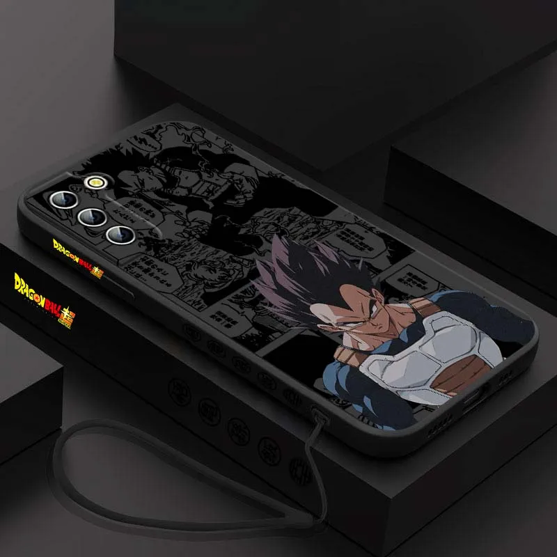 D-Dragon Ball Anime Vegeta para Samsung Galaxy S25 S24 S23 S22 S21 S10 FE Plus Ultra 5G cubierta de la caja del teléfono de cuerda izquierda líquida - imagen 3