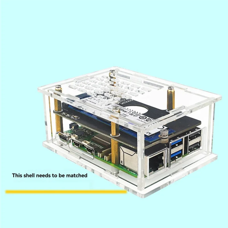 Para Raspberry Pi 5 carcasa acrílica adaptación Pcie a M.2 placa adaptadora carcasa protectora transparente - imagen 3