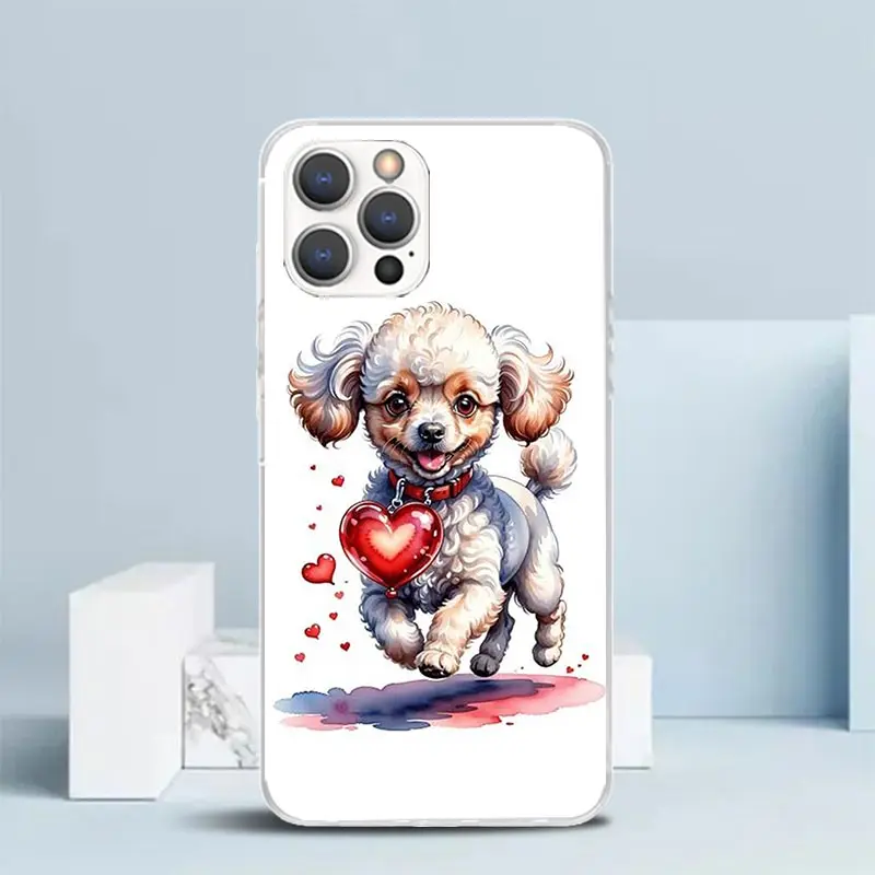 Precioso cachorro corazón perros funda de teléfono de silicona para iPhone 17 16 16E 15 Pro Max 14 Plus 11 13 Mini 12 7 8 SE Air 17Pro funda She - imagen 4