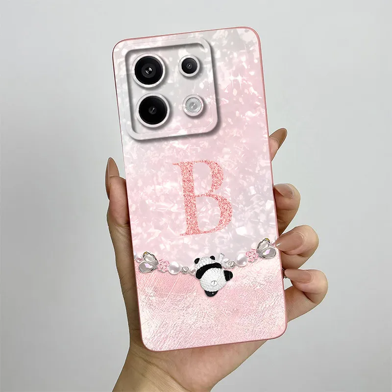 Funda de teléfono con letras de Panda para Xiaomi Poco X6 PocoX6 5G, protección de lente de cámara, funda suave de silicona líquida para parejas - imagen 3