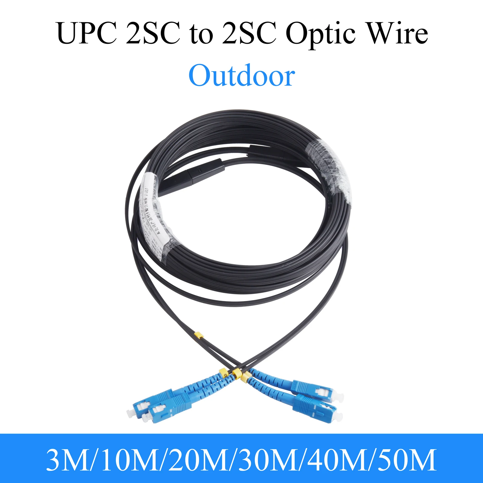 Cable de fibra óptica UPC 2 SC a 2 SC Cable de extensión exterior de 2 núcleos monomodo óptico Cable de conexión Simplex 3M/10M/20M/30M/40M/50M