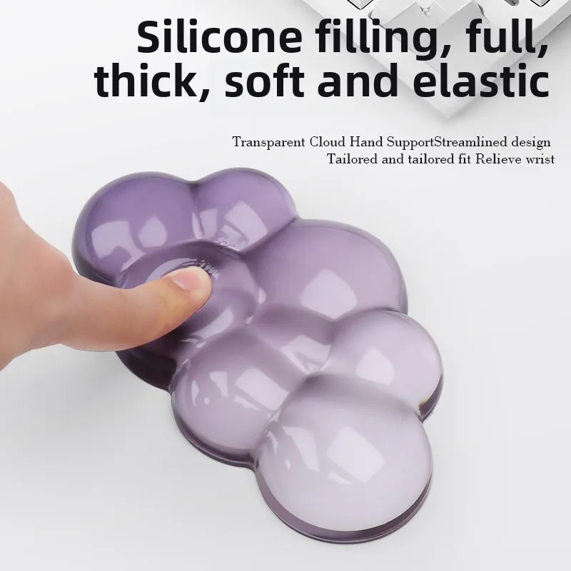 Alfombrilla de ratón con soporte para muñeca, soporte para teclado, silicona antideslizante, transparente, gradiente, forma de nube, escritorio, juego de oficina, muñeca para ratón - imagen 5