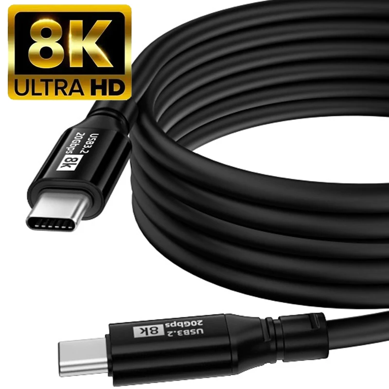 Cable de datos tipo C a tipo C de 20Gbps, carga rápida para iPhone 15 16 Pro Max, Samsung Mi USB3.2, Cable de vídeo de transferencia de alta velocidad 8K