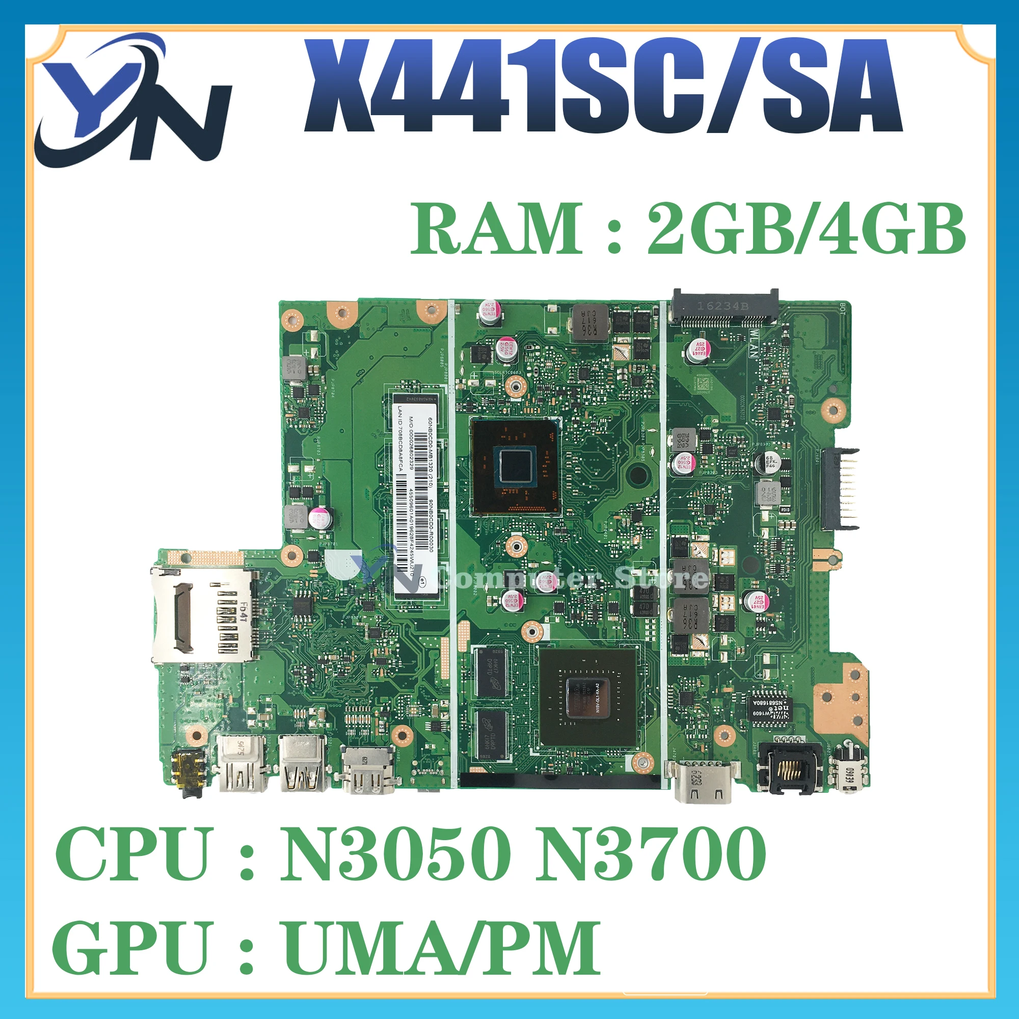 Placa base X441SC para ASUS X441SA F441S X441S A441S A441SC A441SA placa base para ordenador portátil N3050/N3060 N3700/N3710 2GB/4GB-RAM