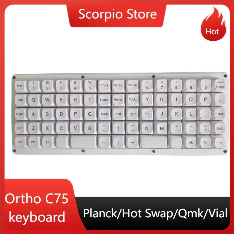 Teclado mecánico Ortho C75 Planck, modo único personalizado, Qmk/Vial, diseño en línea, teclado Orthogonal intercambiable en caliente con cable tipo C