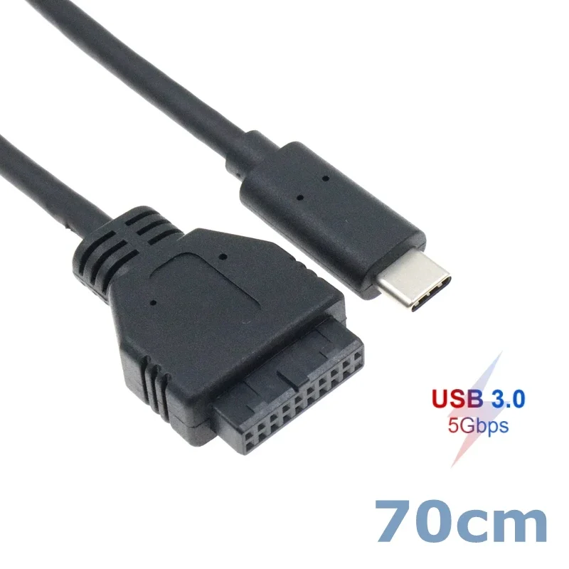 Cable de panel frontal USB3.0 de 70cm, Cable de datos USB 3.1 de 19 pines y 20 pines a tipo c, utilizado para adaptador de disco duro móvil del chasis de la computadora - imagen 3