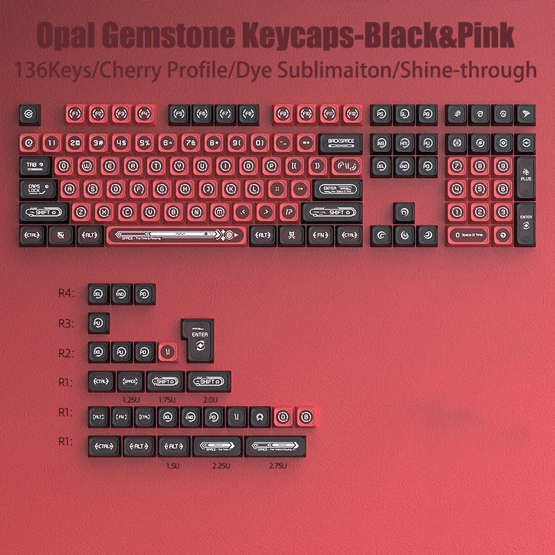 Teclas retroiluminadas RGB, perfil de cereza, 136 teclas, teclas de sublimación de tinte de ojo de gato rojo, teclas brillantes para interruptores MX, teclado para juegos - imagen 3