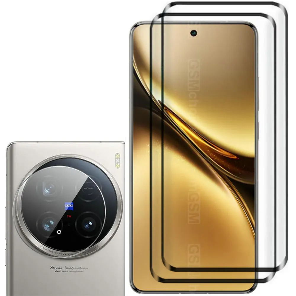 Protector de pantalla de vidrio templado curvado 3D 9H para VIVO X100 Ultra X100S X200 Pro Mini Protector de lente de cámara suave