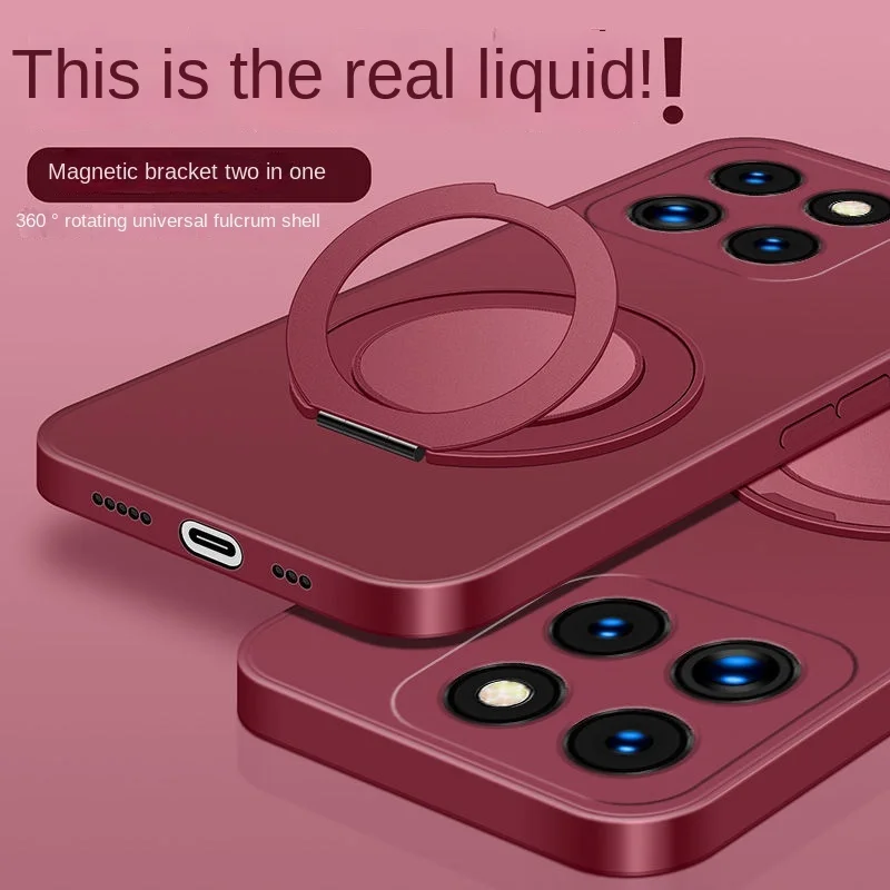 Funda esmerilada mate de carga inalámbrica Magsafe para Xiaomi 14 13T 15 14T Pro poco f7 ultra x7 pro cubierta de soporte de silicona líquida - imagen 3