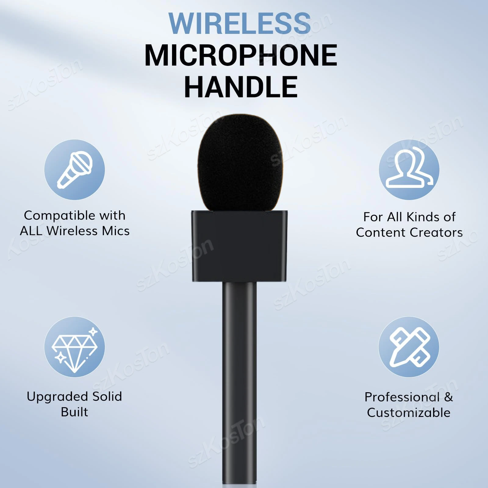 Adaptador de micrófono con mango inalámbrico para entrevista, Compatible con DJI Rode, micrófono GO inalámbrico para Vlogging, Podcast, reporteros, YouTube - imagen 4