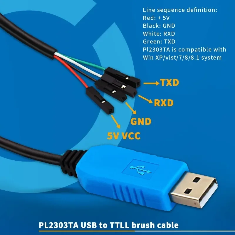 3 uds PL2303TA Cable de descarga USB a TTL Rs232 Cable serie Cable de consola de depuración Compatible con Win XP/VISTA/7/8/8,1 para Arduino - imagen 5