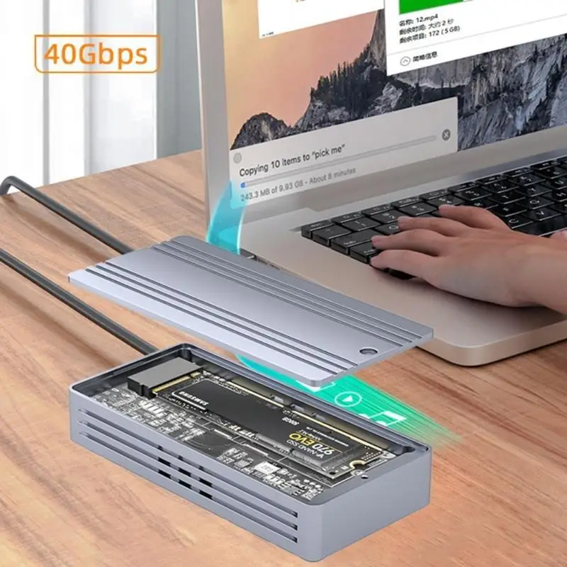 R53C NVME SSD Cubo USB4.0 40Gbps Caja disco sólido externo NVME a 4 Caja accionamiento Typec Aluminio - imagen 2