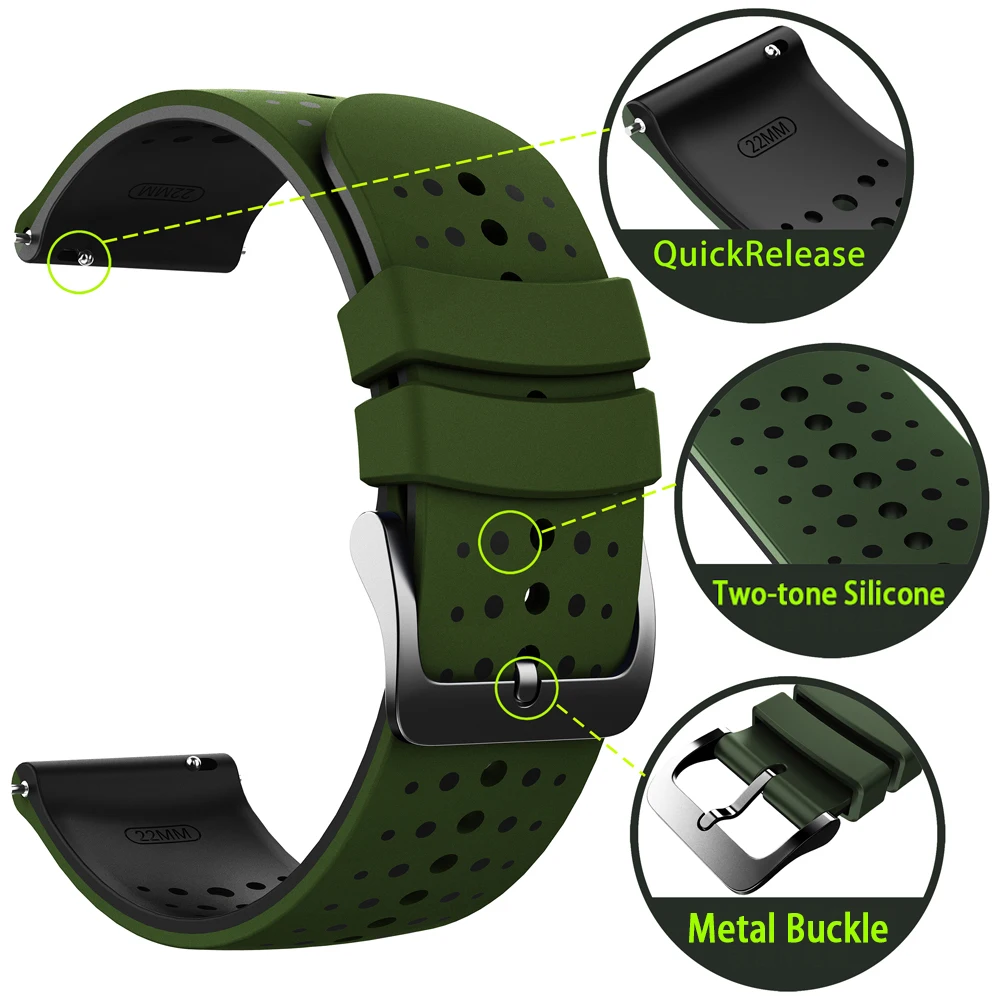 Correa de silicona de 22mm para Garmin Venu 3 2 Band Forerunner 265 255Music 570 47mm Vivoactive4 pulsera para Garmin Venu 4 45mm Correa - imagen 3