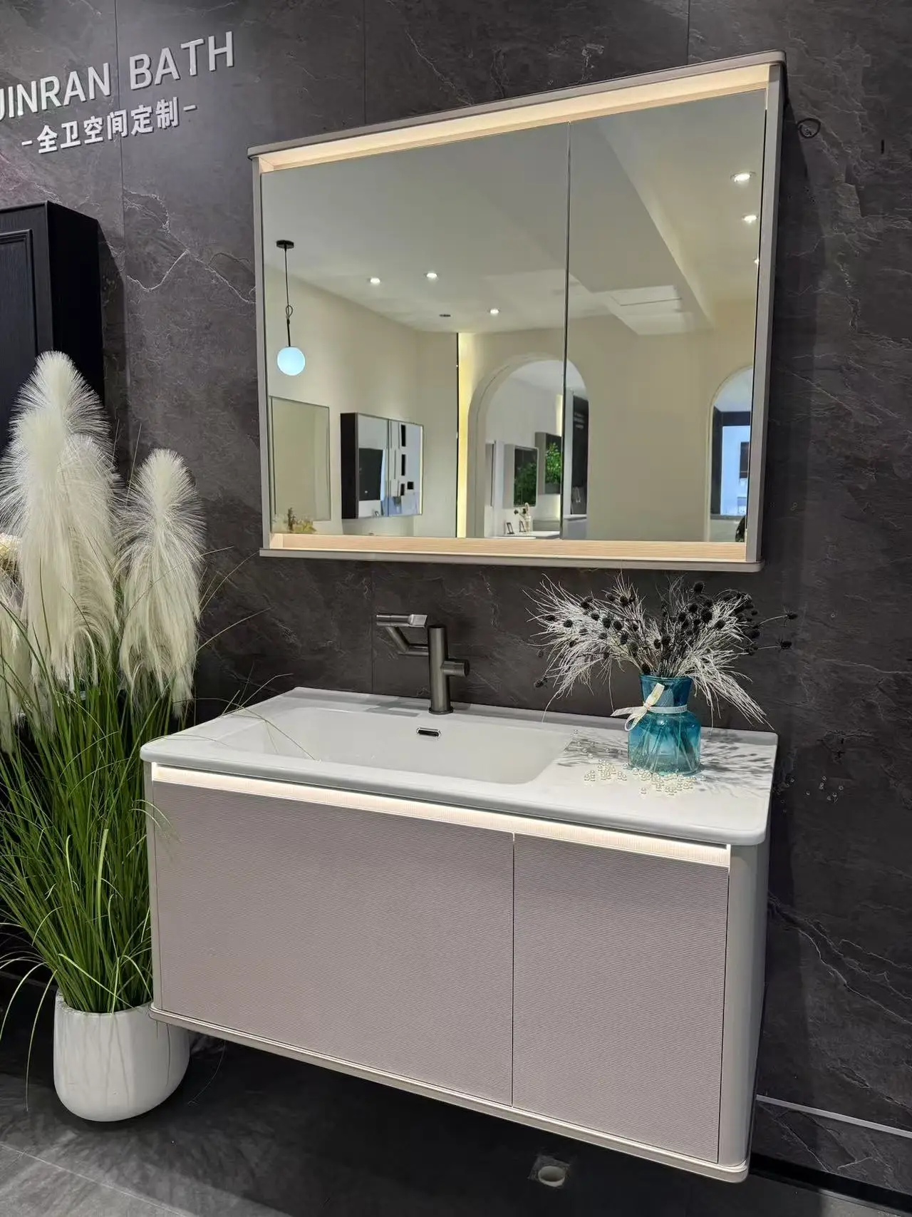 Muebles de baño de diseño moderno, espejo colgante de pared, mueble de baño, juego de espejo de maquillaje para Hotel, apartamento, dormitorio y baño - imagen 3