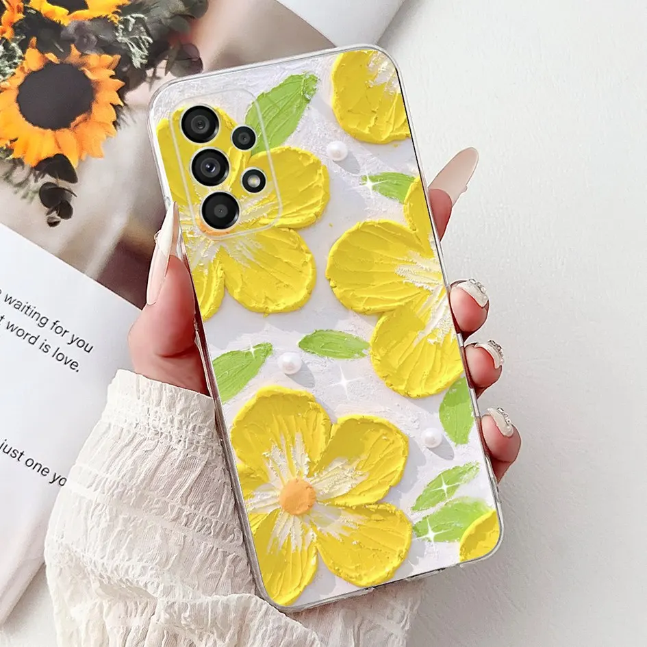 Funda para Samsung Galaxy A23 A33 A53 A73 5G Funda de teléfono nueva moda flor mármol Funda de silicona suave en Samsung A73 5G Protector - imagen 2