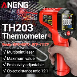 ANENG TH203 – Termómetro Infrarrojo Industrial con Pantalla a Color