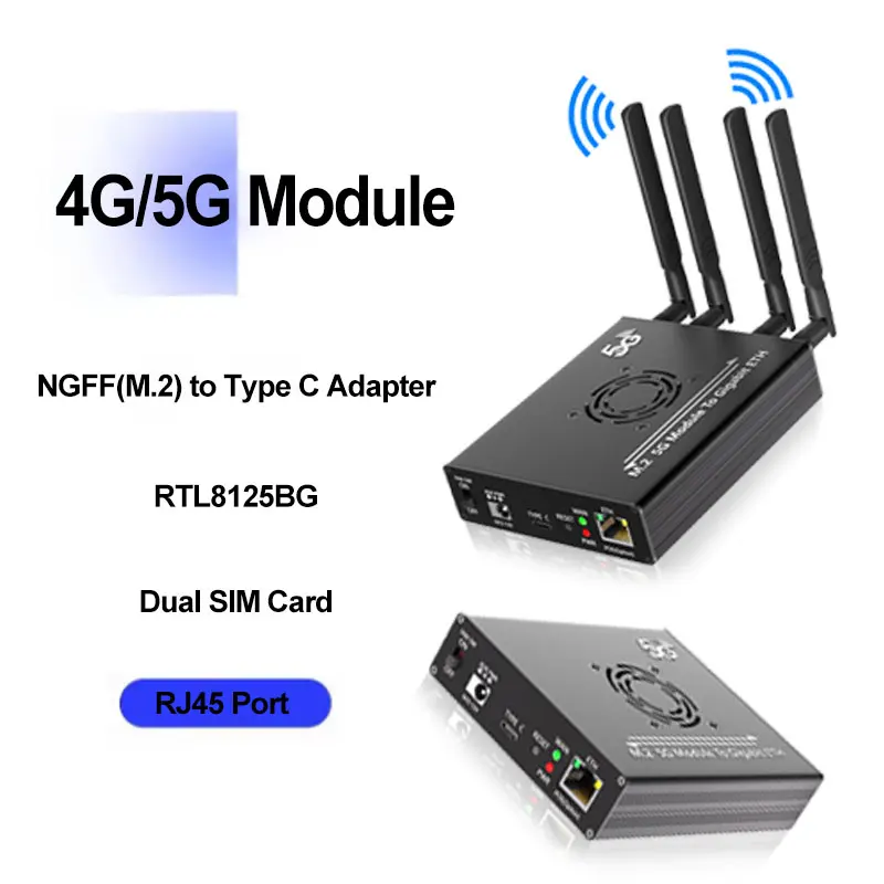 Adaptador NGFF (M.2) a tipo C, módulo POE y ranuras para tarjetas SIM duales, puertos RJ45, el controlador Realtek RTL8125BG admite módulos 4G/5G