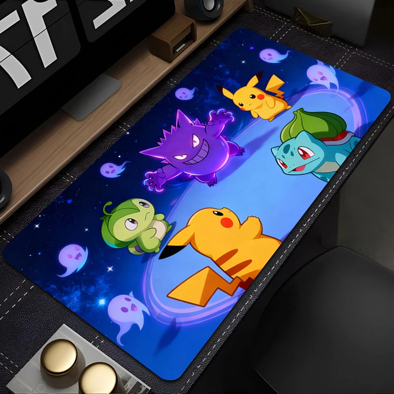 Alfombrilla de ratón de Anime para Gamer, alfombrilla de ratón para juegos P-Pokemons P-Pikachus y G-gengar, alfombrilla de escritorio, alfombrilla para teclado de gabinete de ordenador y oficina