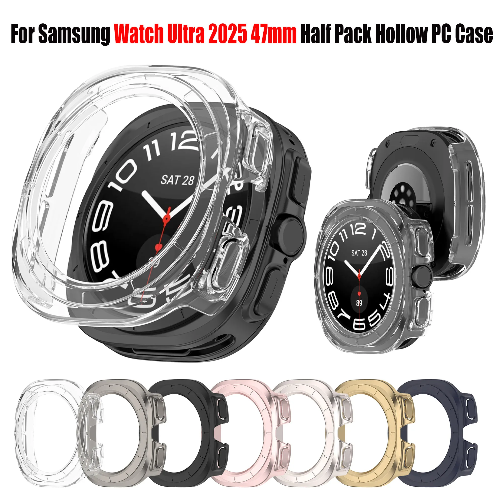 Protección integral de la cubierta del reloj para Samsung Galaxy Watch Ultra / Ultra 2 2025 47mm Protector de pantalla de PC carcasa de parachoques