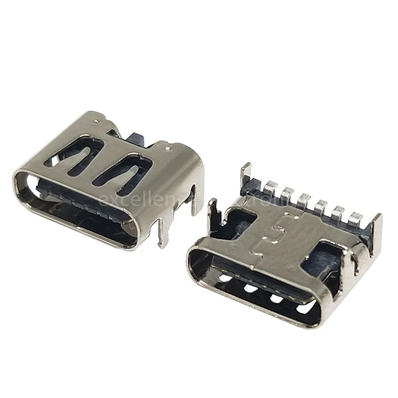 Conector USB-C Hembra SMD 6 Pines para PCB – Carga Rápida - imagen 3