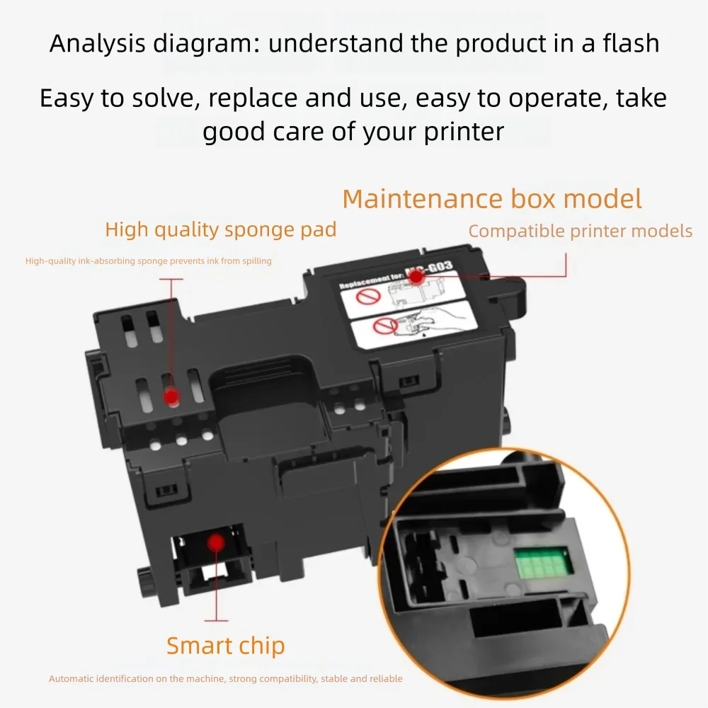 Cartucho de mantenimiento MC-G03 G03 para impresora Canon GX3050 GX3060 GX3070 GX3080 GX3090 GX3091 GX3092 GX3010 GX3020 GX3040 - imagen 5