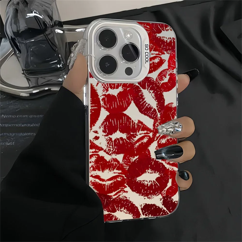 Funda de teléfono de labios sexuales de lujo para iPhone 11 13 16 Pro Max 15 14 12 16promax 15promax 14promax a prueba de golpes suave TPU IMD Funda - imagen 2