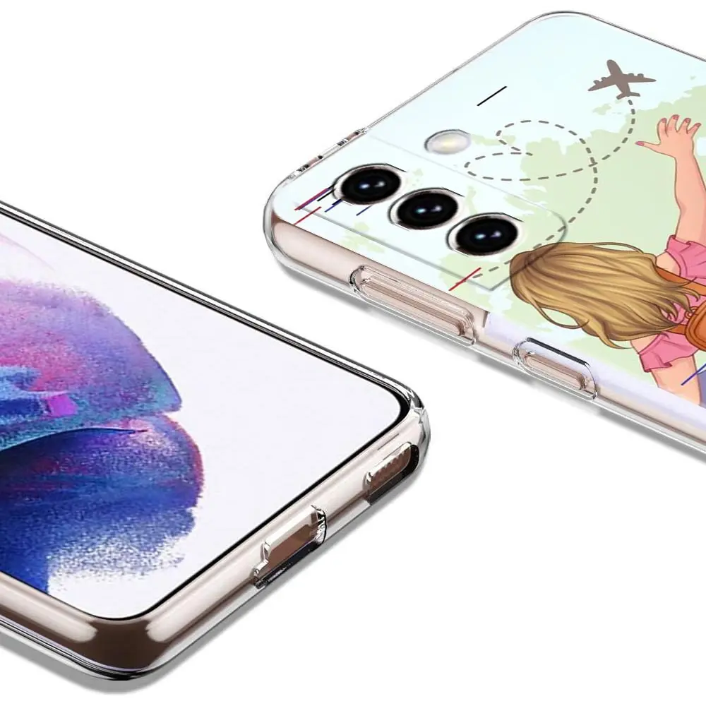 Funda de teléfono de viaje con mapa del mundo de aviones de moda para Samsung Galaxy S23 Ultra S22 5G S20 S21 FE 5G S10E S9 S8 S10 Plus, cubierta transparente - imagen 5
