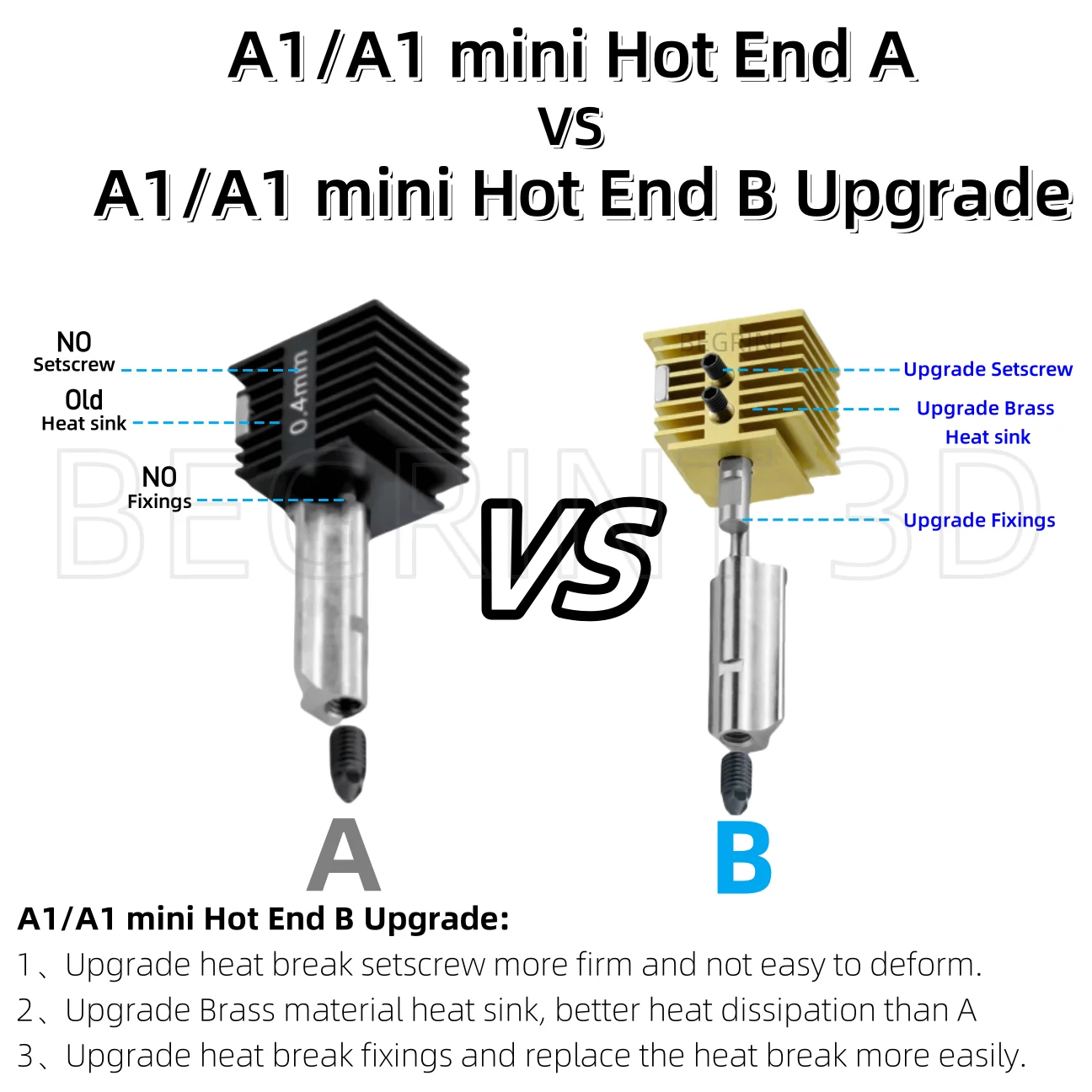 Nuevo Hotend para Bambu Lab A1 mini montaje Hotend Kit 0,2 0,4 0,6 0,8 MM boquilla reemplazable para impresora 3D Bamboo Lab A1/A1 mini - imagen 2