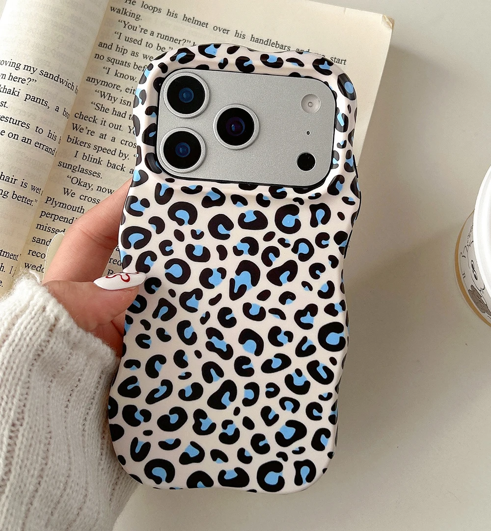 Funda protectora de lujo 2 en 1 con estampado de leopardo degradado a prueba de golpes para IPhone 13 14 15 16 17 Pro Max Wave Edge contraportada - imagen 5