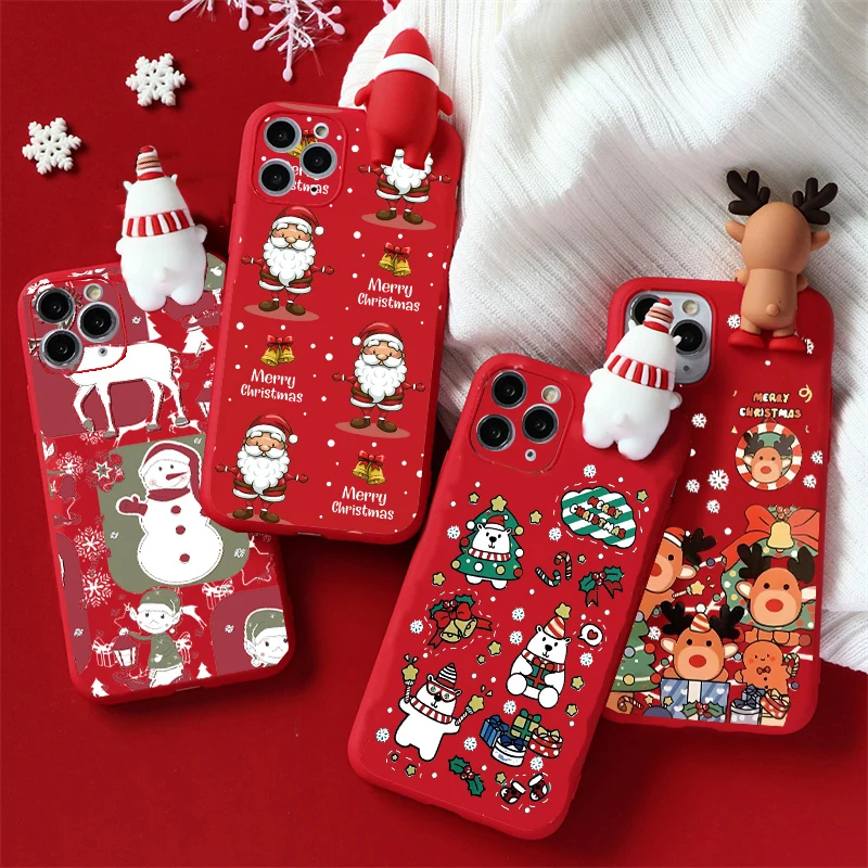 Funda navideña de muñecos de Papá Noel para Realme 12X 12 Pro C73 C75 C71 C63 C65 C61 Note 60 60X 50 C75X C65S C67 C55 C53 C51 C35 C21