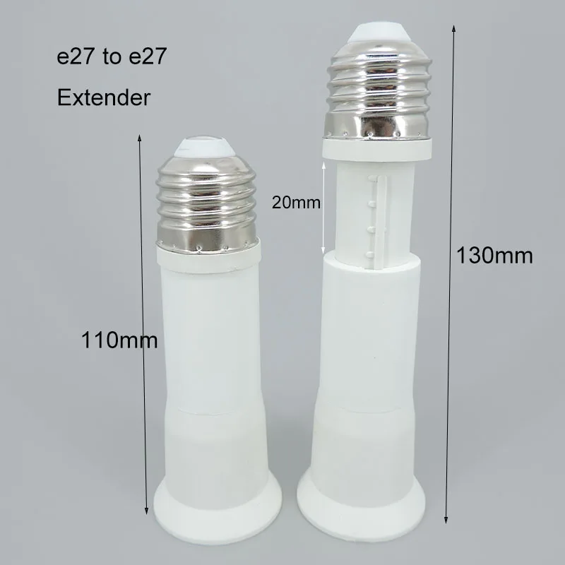 Convertidor de extensión de 11cm a 13cm, E27 a E27, tornillo, bombilla LED, Base de lámpara, soporte telescópico, convertidor, adaptador de toma de corriente