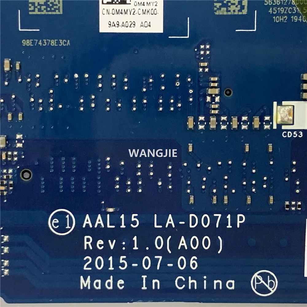 Placa base para ordenador portátil Dell Inspiron 15 5559 con i5-6200U 2,3 Ghz CPU CN-0M4MY2 0M4MY2 placa base AAL15 LA-D071P 100% en funcionamiento - imagen 5