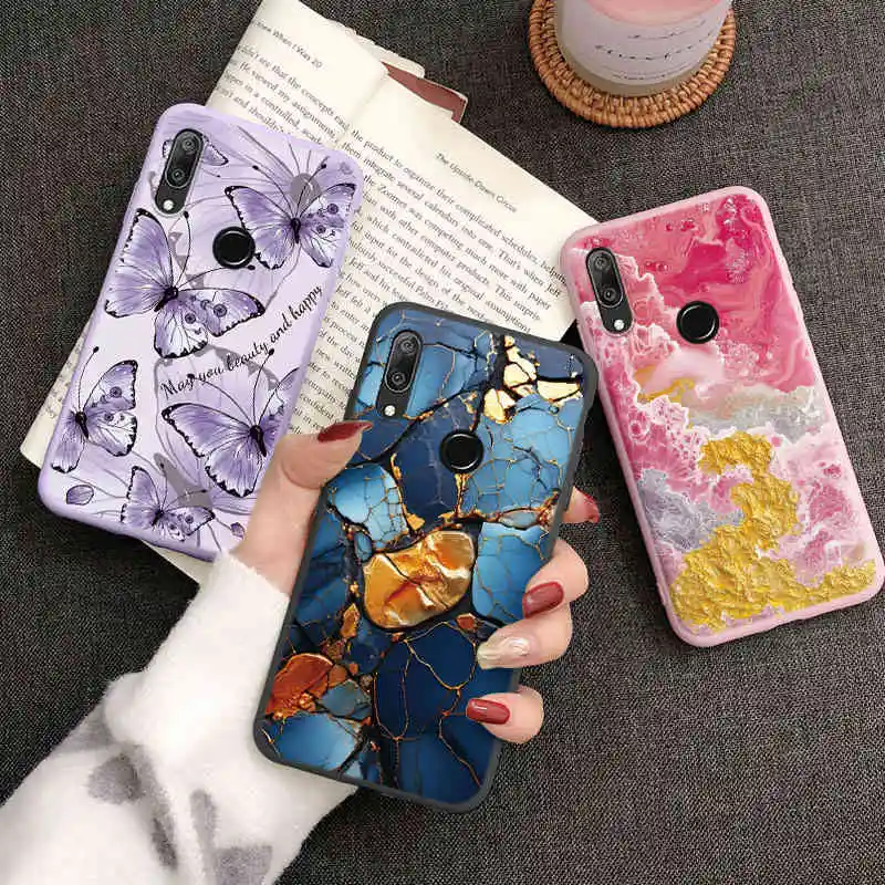 Case For Huawei Y7 Prime 2019 Y7 Pro Y9 Prime 2019 P Smart Z Honor 9X with hole Phone Cover Oil Painted Flower Fundas Soft TPU - imagen 2
