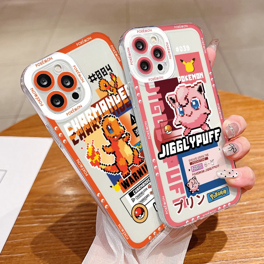 Funda de teléfono Mosaic Pokemons Jigglypuffs para iPhone 16 15 14 Plus 13 12 Mini 11 Pro Max X Xs XR 7 8, funda suave transparente con estampado de borde - imagen 3