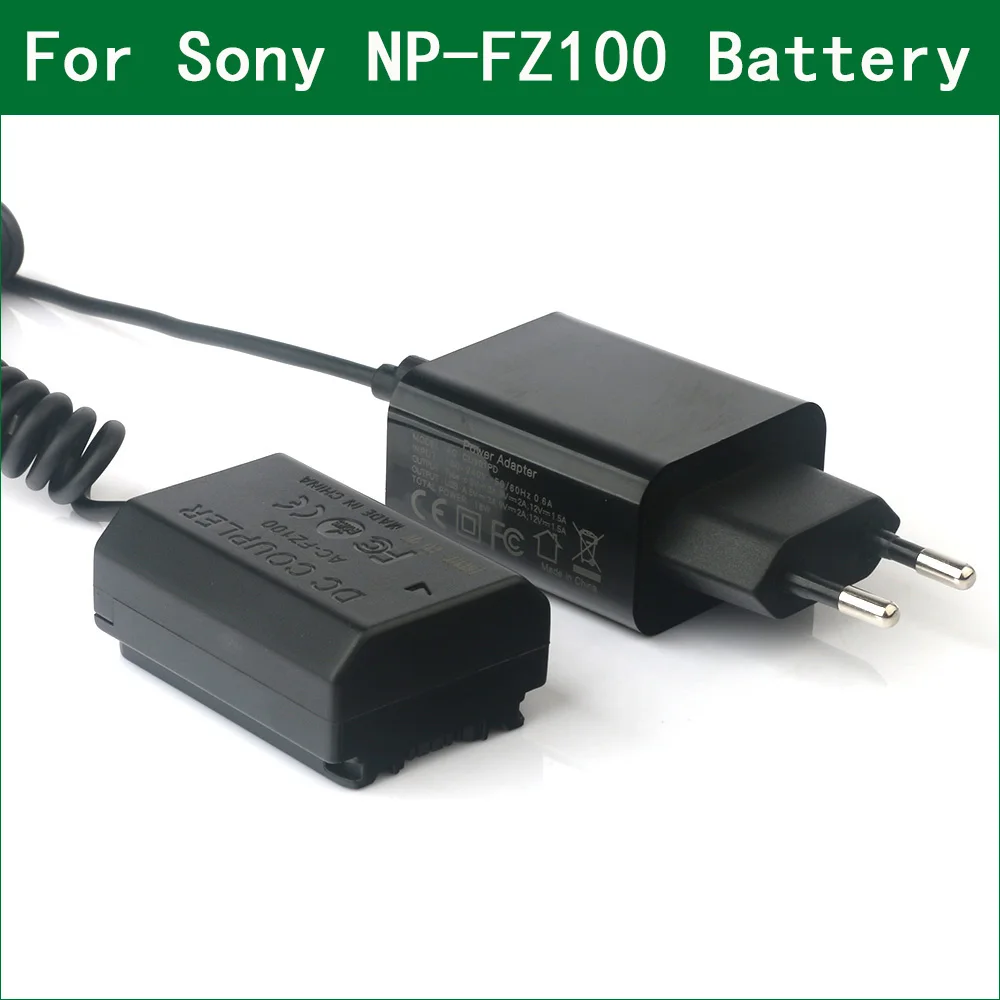 AC-FZ100 Acoplador CC NP-FZ100 Batería ficticia Cable USB-C tipo C para cámaras Sony Alpha 7R III, 7 III, 7CR, 7C II, 7C, 6700, 6600