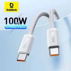 Cable Baseus 100W USB-C a USB-C – Carga Rápida para iPhone 16, MacBook, Samsung