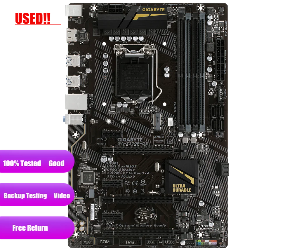GIGABYTE GA Z270P-D3 Carte Mère DDR4 LGA 1151 DDR4 Pour Intel Z270 64 Go USB3.1 HDMI Bureau Carte Mère