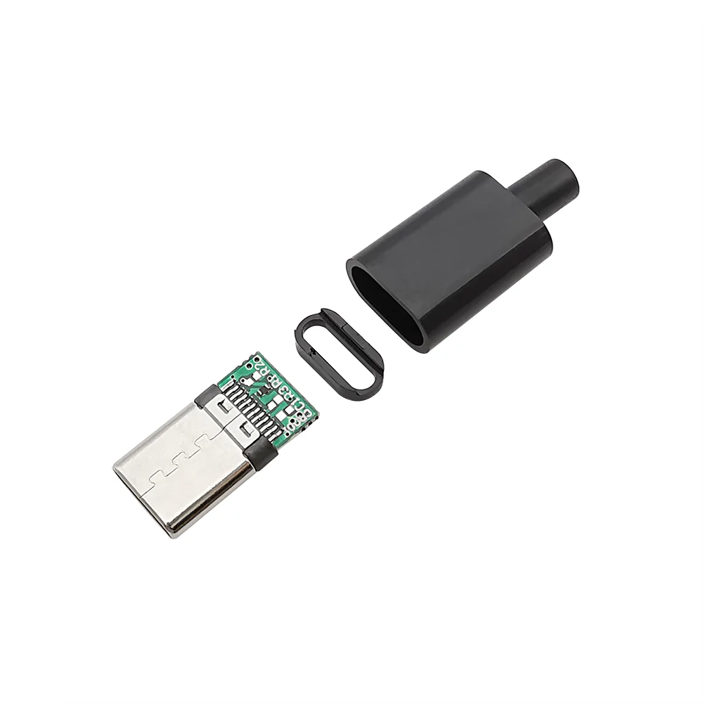 Conector de carga USB 3,1 tipo C, 5 piezas, enchufe macho de 24 Pines, accesorios de Cable, interfaz de línea de datos, blanco y negro - imagen 4