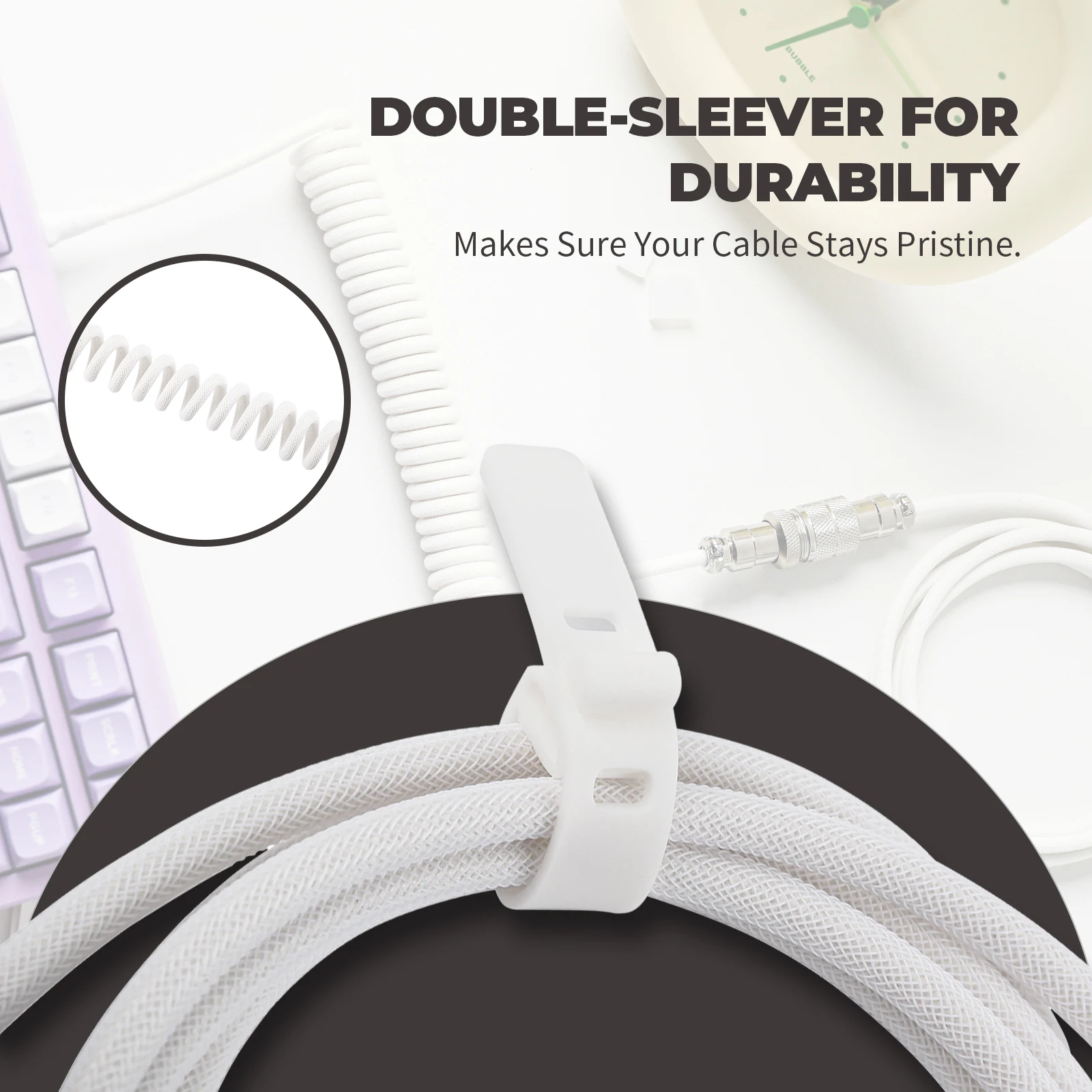 EPOMAKER Mix V2 Cable de teclado en espiral de 1,8 m USB C a USB A Cable de doble manga para teclado mecánico para jugar - imagen 4