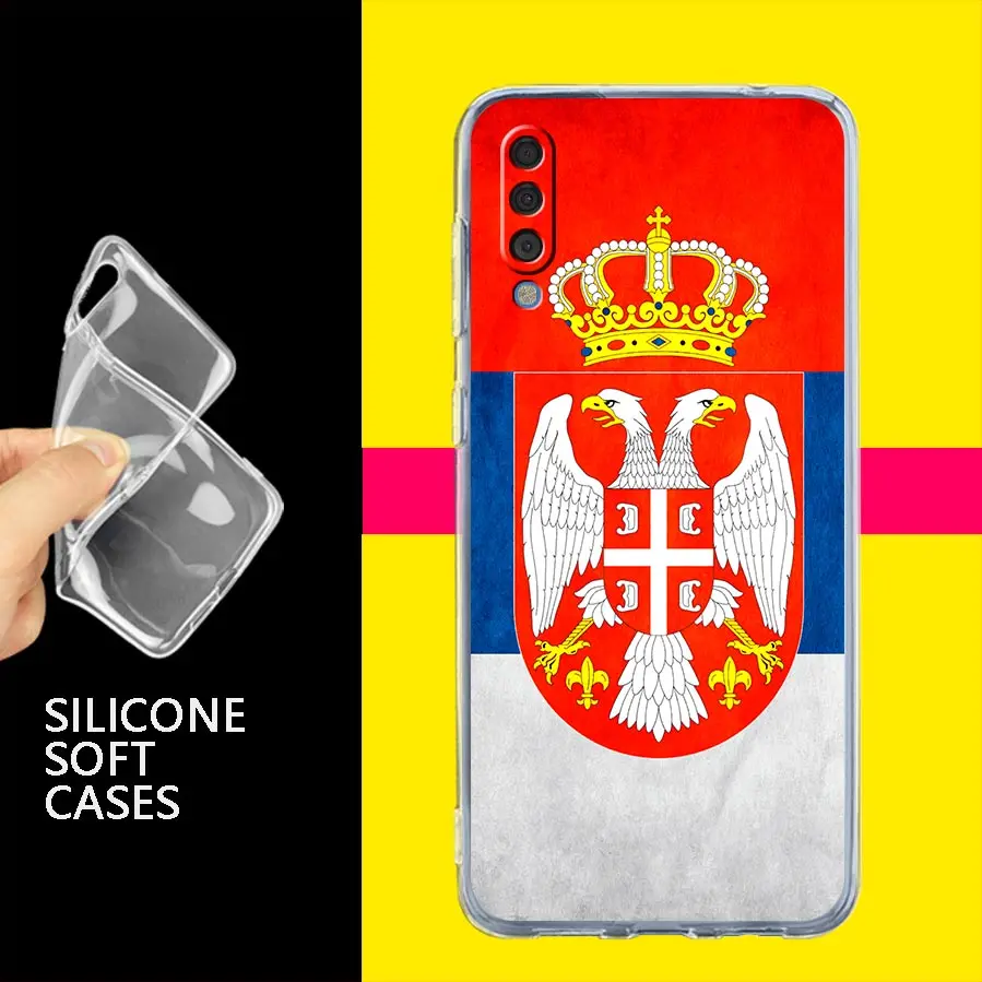 Bandera de Serbia para Samsung Galaxy A14 funda A50 A70 A30 A40 A20E A10 A10S A20S A02S A04S A12 A22 A32 A34 A42 A52 5G A54 cubierta transparente - imagen 3