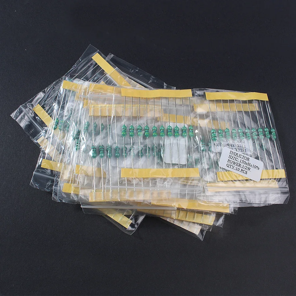 Juego de inductores de anillo de Color, Kit surtido de inductores de potencia de 200 vatios para bricolaje electrónico, 20 valores, 1/2W, ~ 4.7mH 1uH, 0,5 unids/lote por caja - imagen 2