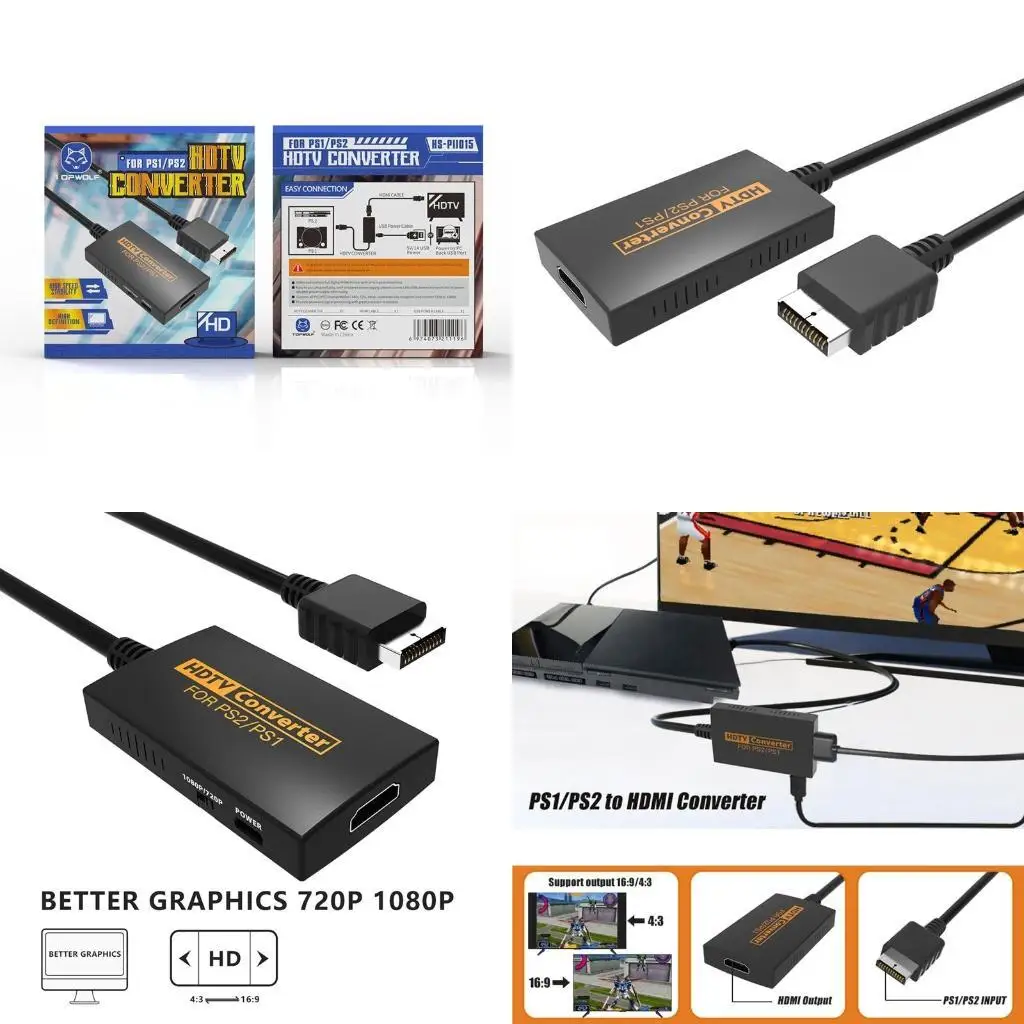 Convertidor y vídeo Y1UB, adaptador conversión HDTV con Cable USB, Compatible con consola juegos Retro PS1 a