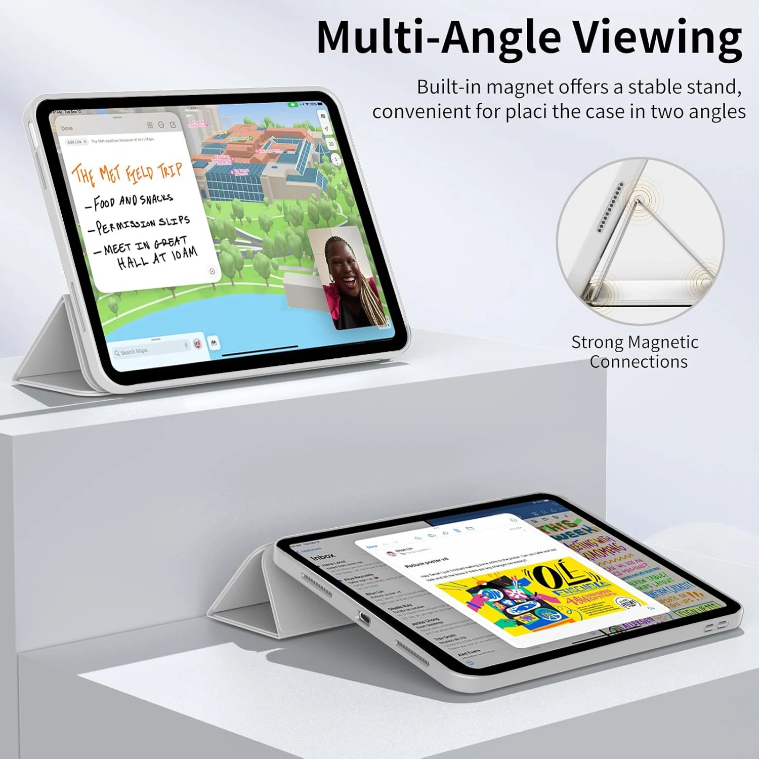 Funda con tapa triple para iPad Pro de 12,9 pulgadas (3a/4a/5a/6a) 2018/2020/2021/2022 funda protectora de cuero PU con soporte magnético - imagen 3