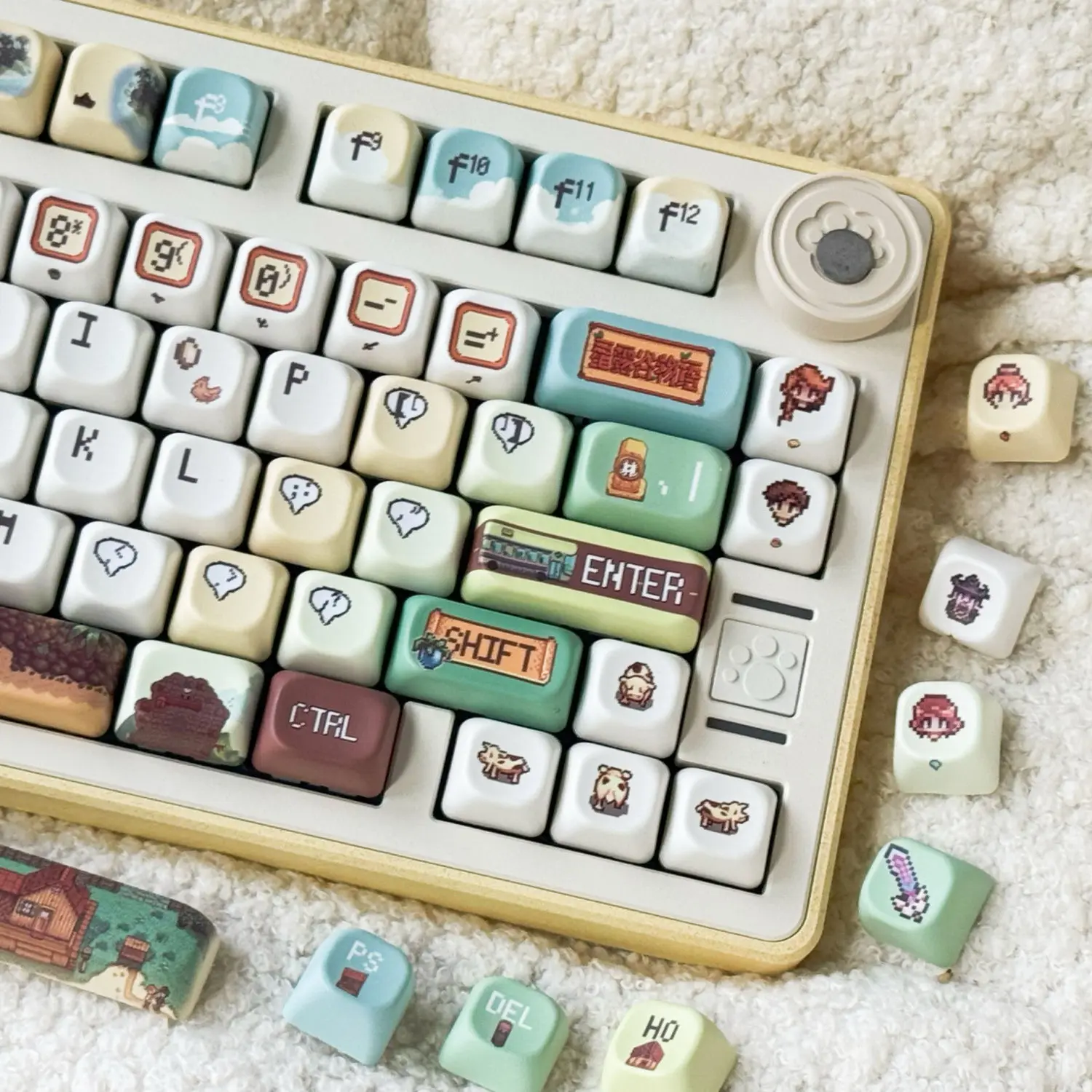 Teclas estilo píxel de 137 teclas, bonitas tapas de teclado, bonitas teclas de juego de perfil PBT Chreey para accesorios de teclado mecánico ANSI - imagen 5