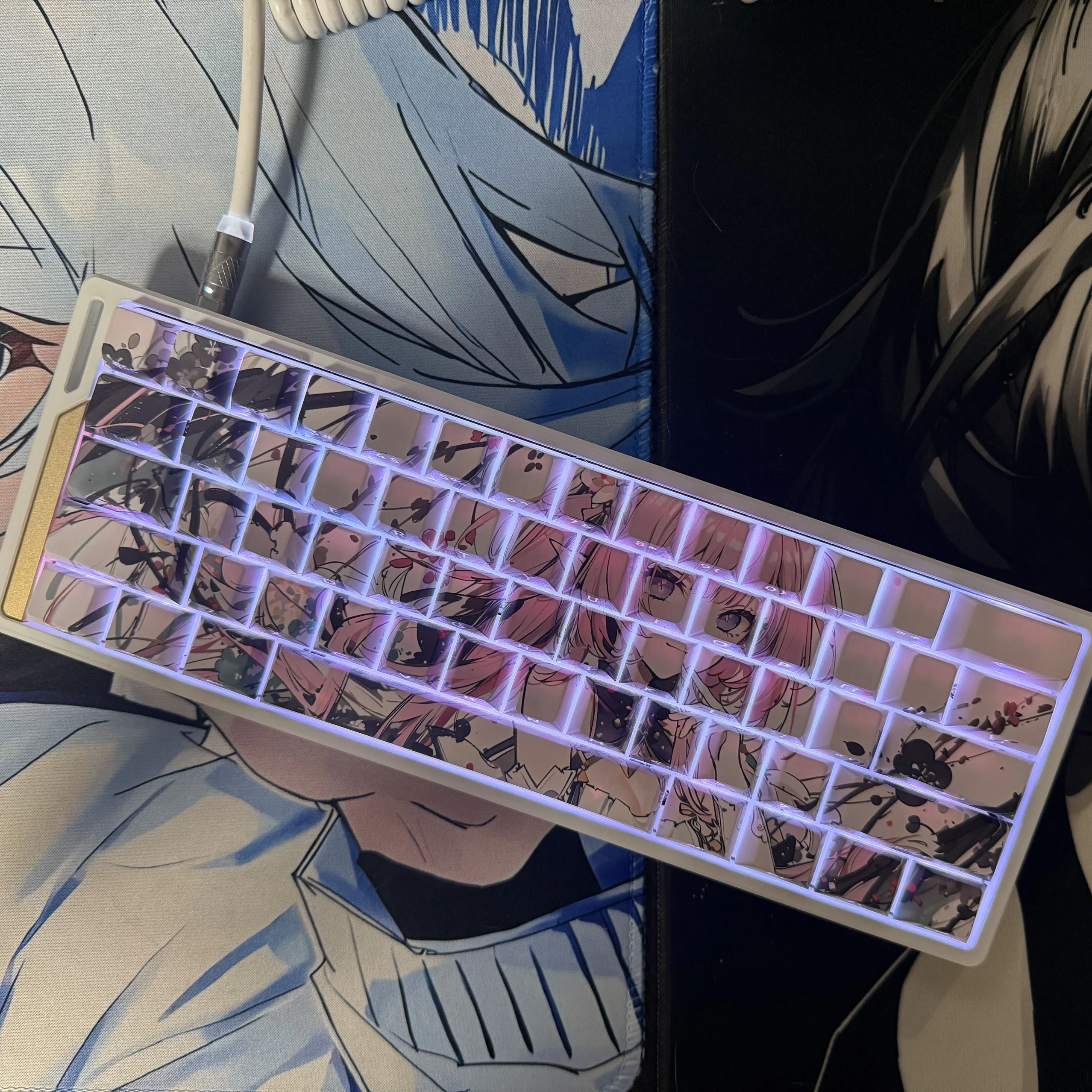 Teclas con tema de Anime, 87 teclas, tapa de tecla de Anime, perfil de cereza PBT, tapa de tecla con impresión lateral, Teclado mecánico Made68 Mad68 Wooting 60 - imagen 4