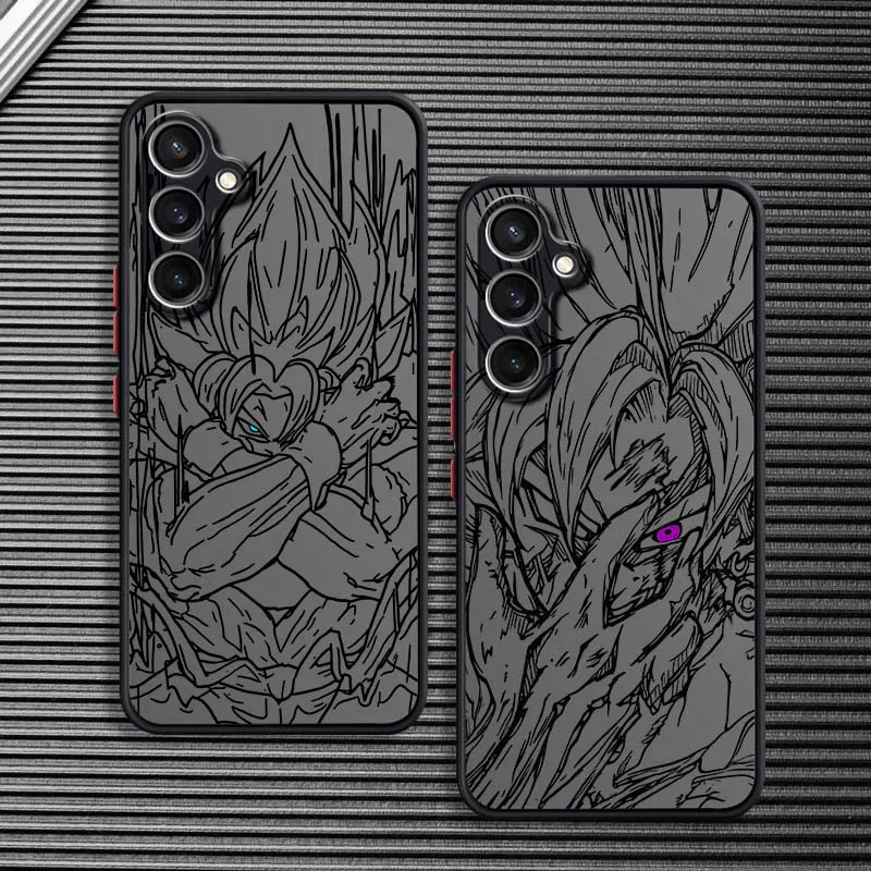 D-Dragon Ball Goku funda bonita para Samsung Galaxy S25 S24 S23 S22 FE Plus Ultra 5G funda de teléfono translúcida esmerilada - imagen 2