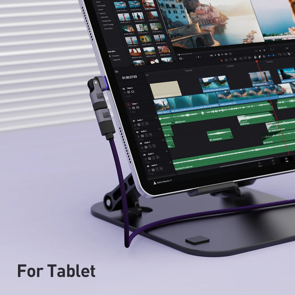 Cable de Carga Magnético 240W 180 °   Adaptador magnético giratorio USB C a USB C tipo C Cable de cargador rápido conector de transferencia de datos - imagen 5