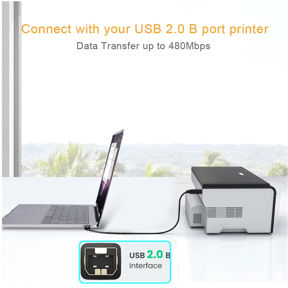 Cable de impresora USB Ultra largo 5M USB 2,0 A macho a B cable de impresora macho kabel cable USB para impresora HP Canon Zibra Scanner lenovo - imagen 5